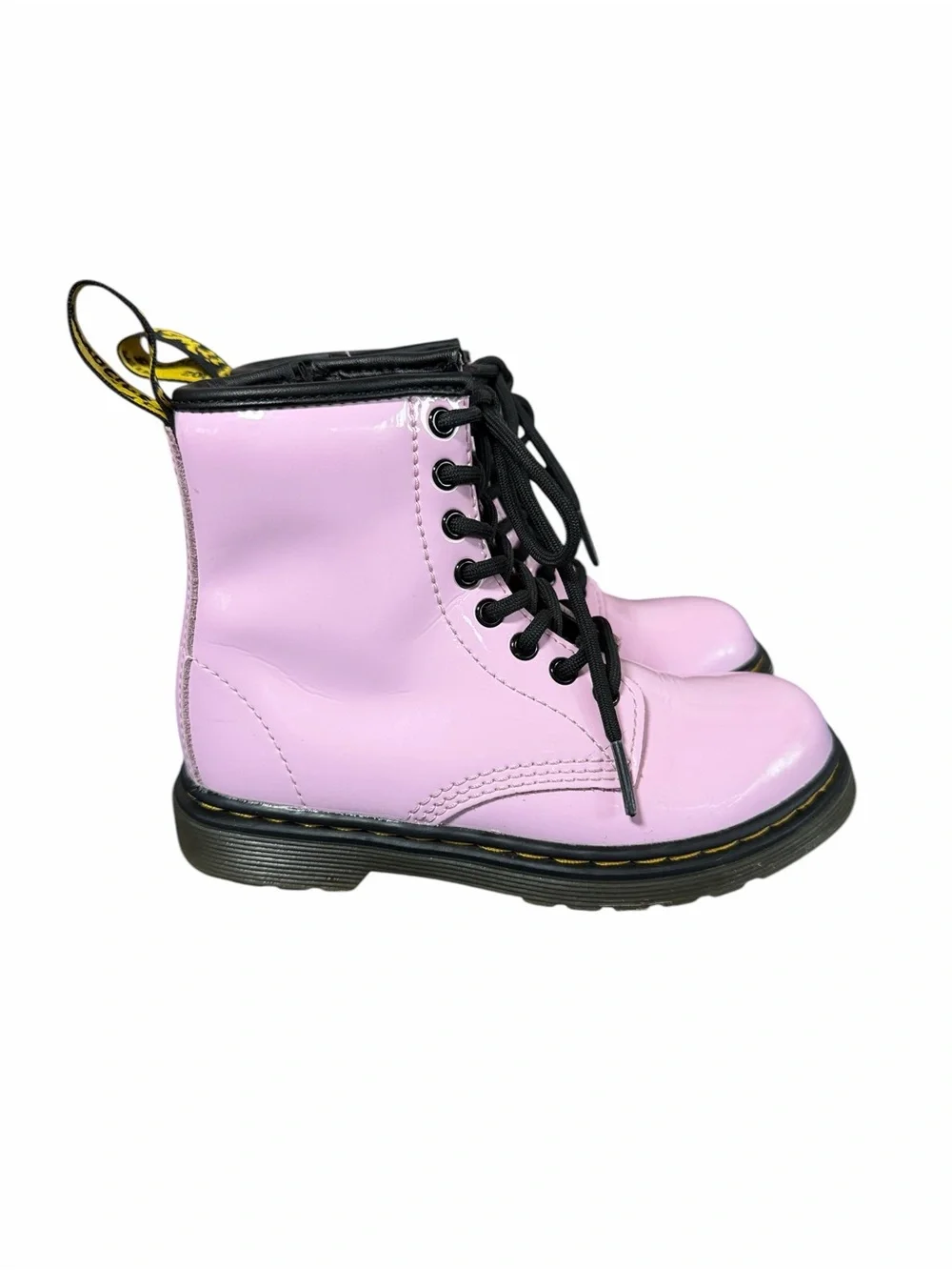 Girl’s Dr. Martens Pale Pink Patent Leather Side Zip Air Wair Boots Sz 11